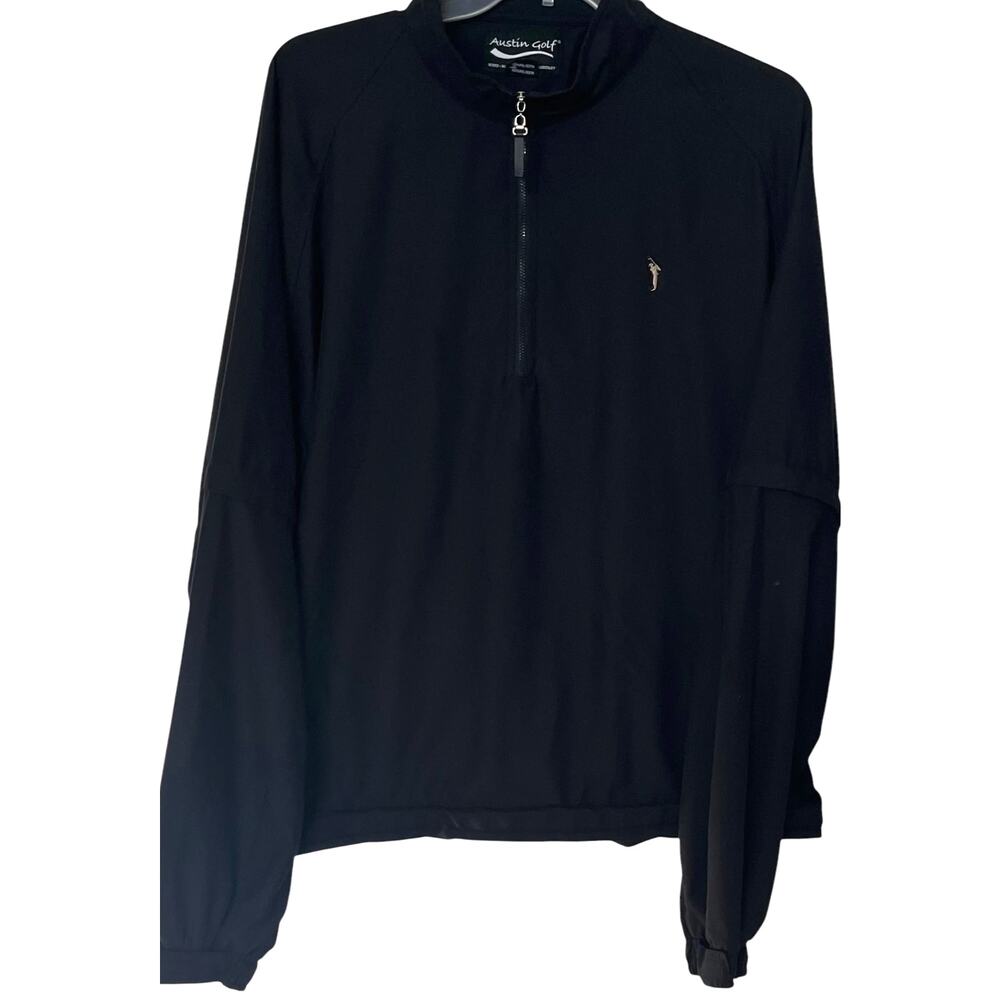 AUSTIN GOLF WINDBREAKER JACKET, MENS, XXL, BLACK, BACK CAPE, VELCRO CUFFS